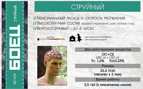 Газовый баллончик Боец струйный перцовый + CS фото