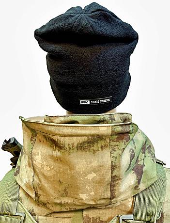 Шапка зимняя флисовая тактическая двойная Чёрная Tactica 7.62 Gear фото