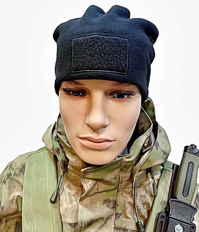 Шапка зимняя флисовая тактическая двойная Чёрная Tactica 7.62 Gear фото