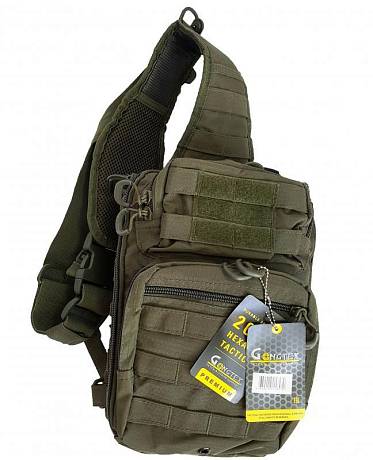 Сумка тактическая мужская через плечо Gongtex арт. 0306 олива фото